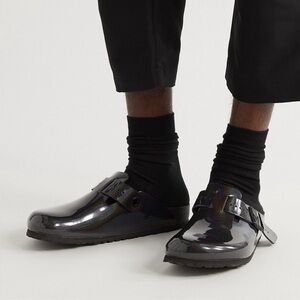 Rick Owens x Birkenstock Boston Patent Leather Clogs EU 45 US 12 Oil Slick